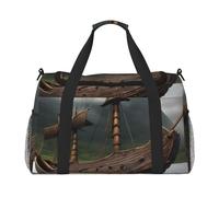 Vikings - Borsone da viaggio con stampa a forma di barca spaziosa, elegante, con cerniera impermeabile, per aeroplano e palestra