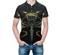 Vikings Men's The Bear Rune Symbol Polo T Shirt Tops, Norse 3D Print Mythology Pullover Tee, Summer Breathable Quick Dry Short Sleeve Sports Set (Color : E, Size : XXXX-Large)