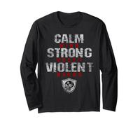 Vikings Palestra Calma Mente Forte Cuore Violento Mani Norsemen Maglia a Manica
