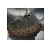 Vikings - Tappetino assorbente per scolapiatti con stampa a forma di barca, pieghevole, riutilizzabile, accessorio per lavello da cucina