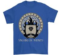 Vikings Valhalla Awaits Valknut Simbolo Odin Uomo T-Shirt 100% Cotone