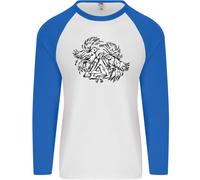 Vikings Valknut Simbolo Con Corvi Uomo L/S Maglietta Baseball