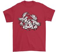 Vikings Valknut Simbolo Con Corvi Uomo T-Shirt 100% Cotone