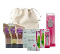 VIKINGTREAT Kit per la cura dei piedi - Maschera esfoliante per piedi, maschera peeling e trattamento spa per talloni secchi e screpolati (taglia unica, caffè)