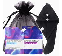 VIKINGTREAT Restore - Set per la cura dei capelli, maschera per capelli da 200 ml con avena, scrub per cuoio capelluto con rosmarino, asciugamano per capelli in microfibra nera, trattamento