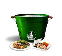 Vikkieerin - Barbecue da tavolo a carbonella, grande, rotondo, portatile, compatto e leggero, stile retrò, verde, diametro 38 cm