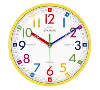 VIKMARI Orologio da apprendimento per bambini, piccolo, silenzioso, senza ticchettio, colorato, per insegnare l'ora dell'insegnamento, orologio decorativo per camera dei bambini, aula scolastica, sala