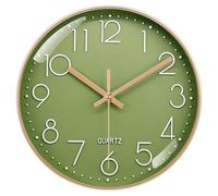 VIKMARI Orologio da Parete 20 CM con Numeri 3D, Silenzioso Non Tic Tac, Moderno Colore Oliva Verde, Decorazione per Cucina, Soggiorno, Camera da Letto, Bagno, Ufficio