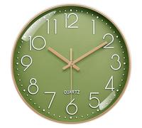 VIKMARI Orologio da Parete 30 CM, Silenzioso a Batteria, Moderno Colore Oliva Verde con Numeri 3D, Decorazione per Cucina, Soggiorno, Camera da Letto, Ufficio, Bagno
