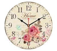 VIKMARI Orologio da Parete a Fiori 30 cm Senza Ticking a Pila con Numeri Arabi Rotondo Stile Fiori Orologi Vintage Decorativi da Appendini per Parete Domestica