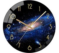 VIKMARI Orologio da parete con numeri arabi neri, 30,5 cm, silenzioso, di qualità, funzionamento a batteria, orologio da parete rotondo in vetro per cucina, soggiorno, sala da pranzo e camera da