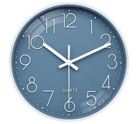 VIKMARI Orologio da Parete Moderno Semplice 25 cm Silenzioso Blu a Pila Orologio Decorativo per Bambini Salotto Camera da Letto Cucina Ufficio Bagno (Blu)