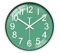 VIKMARI Orologio da Parete Piccolo 20 cm Verde Moderno Silenzioso a Batteria per Cucina Camera da Letto Bagno Soggiorno Ufficio Casa