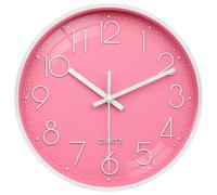VIKMARI Orologio da Parete Rosa 25 cm Silenzioso Senza Ticcìo a Pila Orologio Decorativo Moderno per Bambini Salotto Camera da Letto Cucina Ufficio (Rosa)