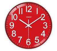 VIKMARI Orologio da Parete Rosso 30 CM, Silenzioso e Facile da Leggere, Orologio Moderno per Camera da Letto, Casa Scuola, Cucina, Soggiorno, Ufficio