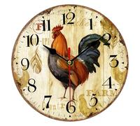 VIKMARI Orologio da parete silenzioso non coutil - Esecuzione motivo cavallo cucina orologio da parete qualità quarzo batteria operata orologio da parete rotondo 8 pollici gallo rustico