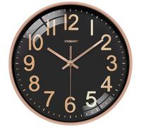 VIKMARI Orologio Grande da Parete 30 cm Moderno Nero Oro Silenzioso a Batteria per Cucina Soggiorno Ufficio Camera da Letto Casa Scuola
