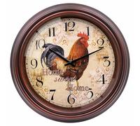 VIKMARI Vintage orologio da parete, 23cm gallo retro silenzioso orologio da parete shabby chic decorativo per cucina soggiorno camera da letto ufficio domestico