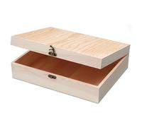 VIKOS Products Confezione da 2 scatole in legno grezzo con coperchio incernierato per artigianato fai da te scatola di pino per gioielli - 30,5 x 22,9 x 8,5 cm