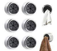 Vikrami lighting 6 Pezzi Ganci Appendi Asciugamani Adesivi, Porta Strofinacci in ABS Impermeabile - Montaggio Senza Foratura, Rotante 360°, Antiscivolo per Bagno, Cucina e Camera da Letto (Argento)
