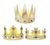 VIKSAUN 3 Pezzi Cappelli Festa Compleanno King Crown, King Hat Adult Kids Birthday Party Hat Corona Principessa Fancy Dress Festa di compleanno, Happy Birthday Cake Decoration Puntelli (3 Pezzi)