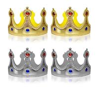 VIKSAUN 4 Pezzi Cappelli Festa Compleanno King Crown King Hat Adult Kids Birthday Party Hat Corona Principessa Fancy Dress Festa di compleanno, Happy Birthday Cake Decoration Puntelli (4 Pezzi)