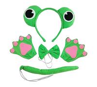 VIKSAUN 4 Pezzi Set di Costumi Animali Set di Costumi Animali Fascia per Orecchie,Orecchie degli Animali Naso Coda e Cravatta a Farfalla Accessori per Costumi di Animali