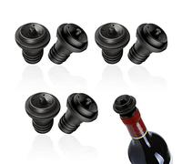 VIKSAUN 6 pezzi Tappo per bottiglie di vino Tappo per Vino Riutilizzabile, Tappo per Bottiglia, Tappi per Il Vuoto, Conservatori di Vino Riutilizzabili, Tappi per Vino Keep Fresh (Nero)