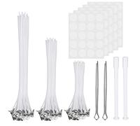 VIKY Stoppino per candele, 100 pezzi per candele e lampade a olio, senza fumo, fai da te, aromaterapia, tre lunghezze (10/15/20 cm), bianco