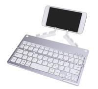 Vikye Tastiera Bluetooth Piegabile con Supporto, Tastiera da Viaggio Wireless Portatile, tranquillità e Leggera per IOS, Tablet Android e PC (Silver White)