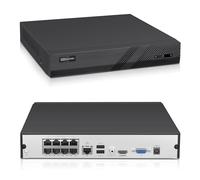 VIKYLIN 8CH 4K PoE Network Video Recorder NVR, supporto 4K/5MP/4MP/3MP/1080p PoE Camera, Accesso remoto, Allarme di movimento, Registrazione 24/7, riproduzione intelligente, 1 porte SATA fino a 8 TB
