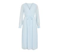 VILA - Vestito midi a maniche lunghe azzurro con scollo a V-Blu 40