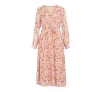 VILA - Vestito midi a maniche lunghe con scollo a V e stampa a fiori delicata-Rosa 42