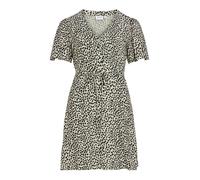 VILA - Vestito corto allacciato in vita a pois color panna e nero 34