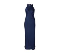 VILA - Vestito al polpaccio in raso color blu navy intenso con scollo a vogatore 42