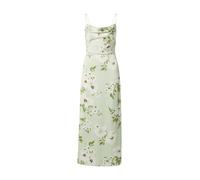 Vila - Vestito midi in raso color verde pallido a fiori 34