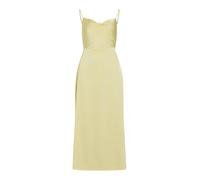Vila - Vestito lungo in raso giallo pastello con scollo ad anello 38