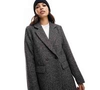 Vila - Blazer doppiopetto in lana grigio a quadri-Multicolore 44