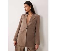 VILA - Blazer sartoriale con bottone singolo marrone in coordinato 38