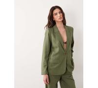 VILA - Blazer sartoriale in misto lino verde oliva in coordinato 36