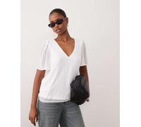 Vila - Blusa in chiffon bianca con maniche con volant-Bianco 40