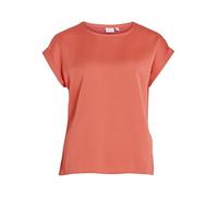 Vila Camicetta da Donna in Raso, a Maniche Corte, con Scollo Rotondo, Lucida, a Tunica Blouse, Colori: Rosa Corallo, Taglia: 38, Rosa Corallo, 44