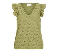 VILA Camicia da donna con motivo a fori e dettagli arricciati sulle maniche Opac