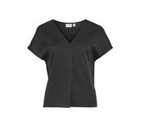 Vila Camicia da Donna con Scollo a V, S/S, in Raso, a Maniche Corte, Nero, 46
