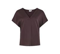 Vila Viellette-Maglietta con Scollo a V, S/S, in Raso Camicia a Maniche Corte, Perfetto Plum, 40 Donna
