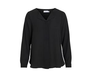 Vila Camicia Female High Low Colletto Diviso, Nero, XXL