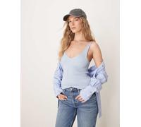 VILA - Canotta in maglia a coste blu kentucky con scollo a V XL