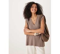 Vila - Canotta oversize in maglia marrone chiaro XS