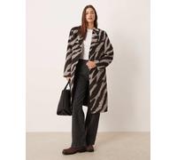 VILA - Cappotto elegante nero e crema con stampa zebrata-Bianco 36