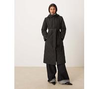 VILA - Cappotto lungo trapuntato nero con cappuccio 42